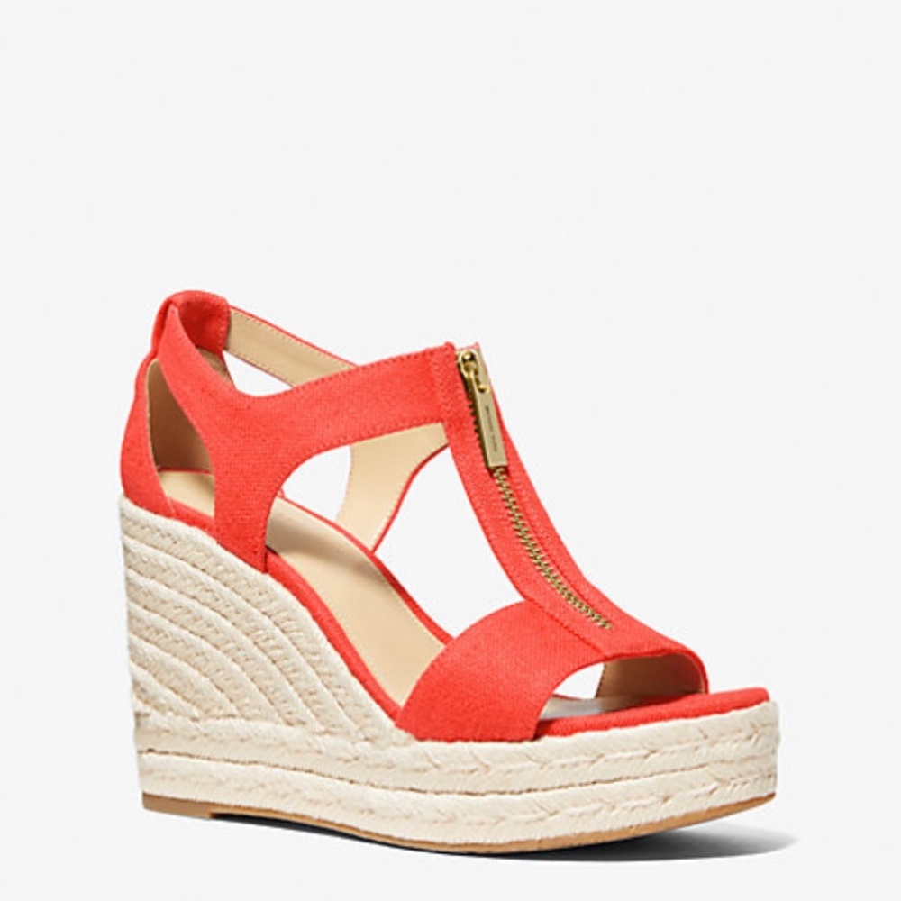 Michael Kors. Brand new, never worn. Coral. Size 8 Wedge Sandal